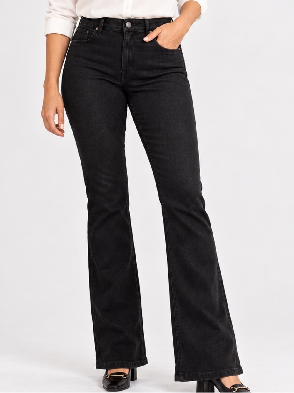 Lee Flex Motion Black Bootcut Jeans Mid Rise Stretch Regular Fit Office Work